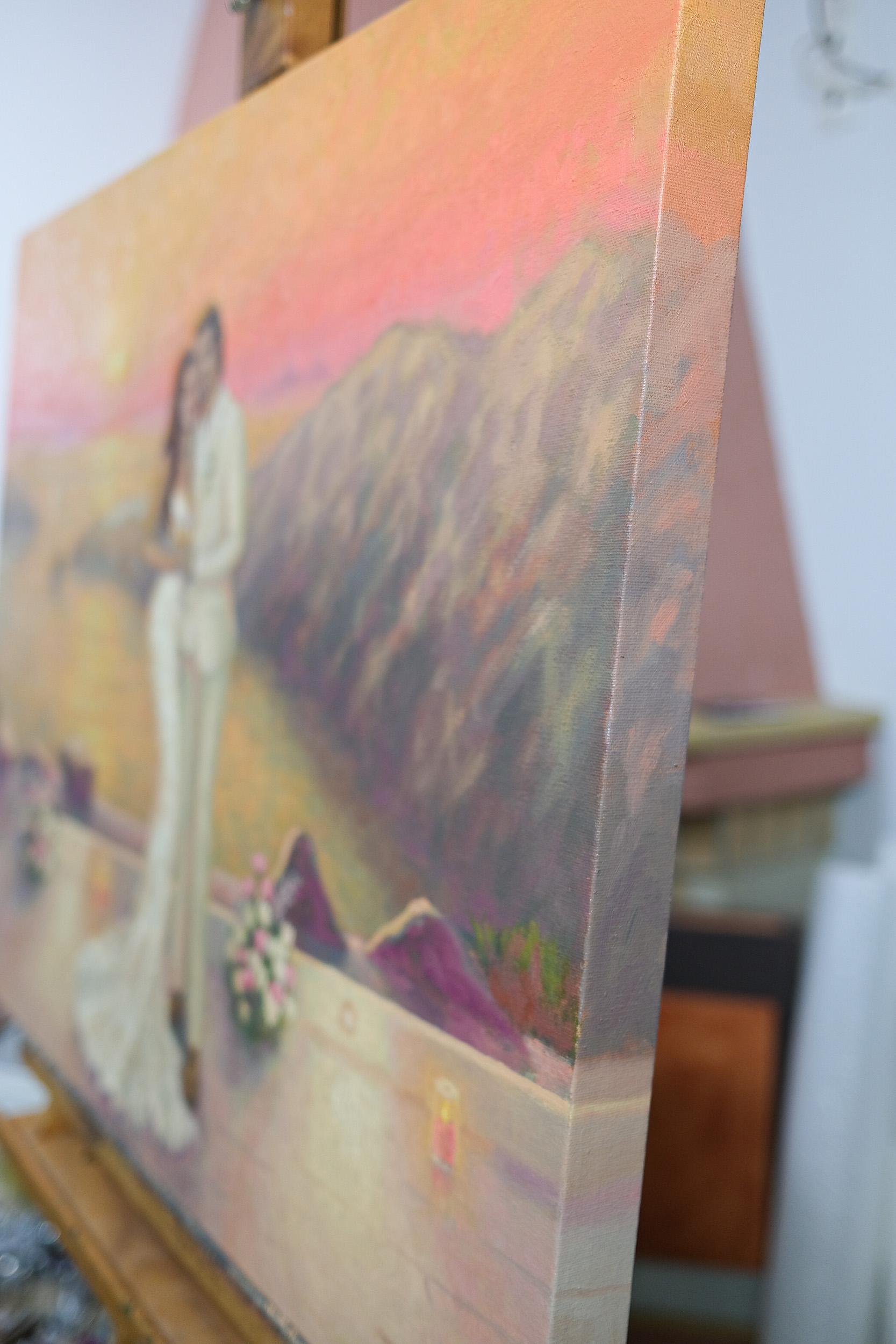Santorini wedding painting by artist Zac Zorbas